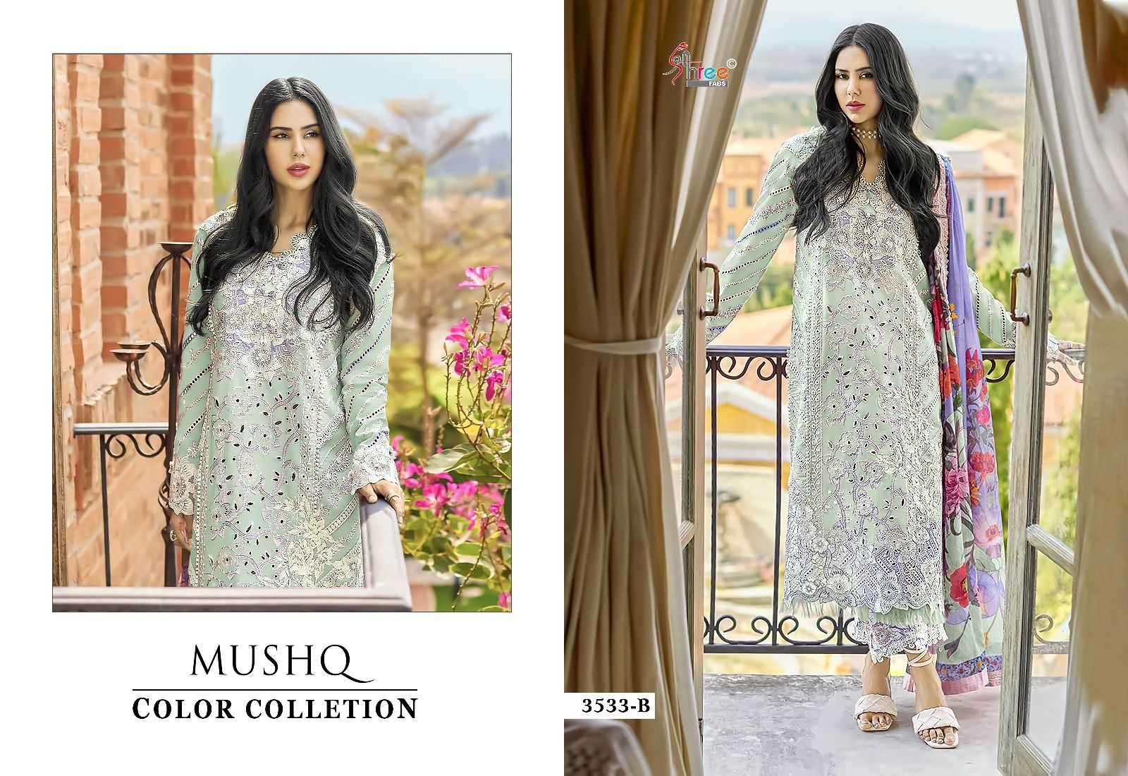 shree fab mushq color collection vol 24 series 3533 pure lawn suit 