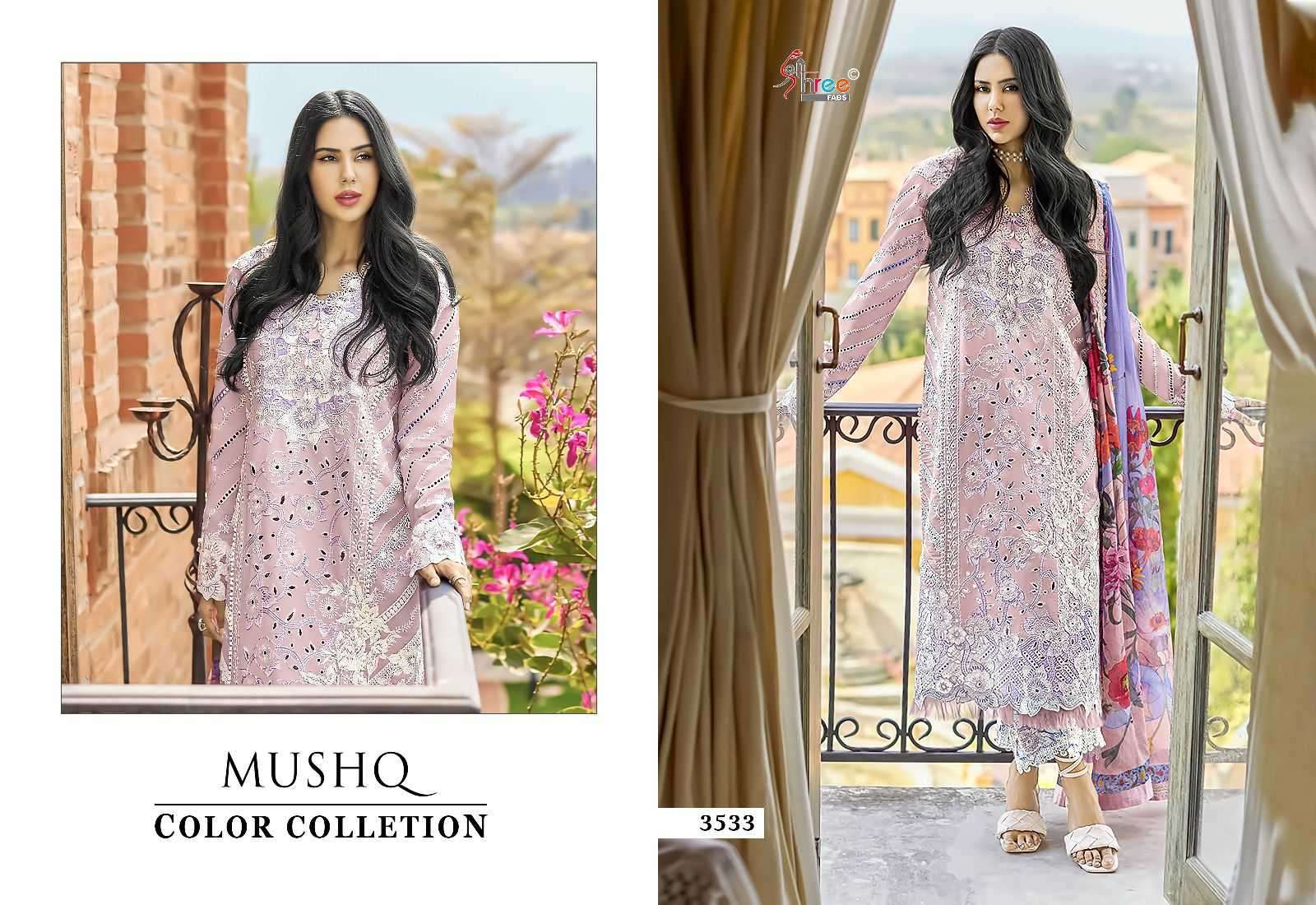 shree fab mushq color collection vol 24 series 3533 pure lawn suit 