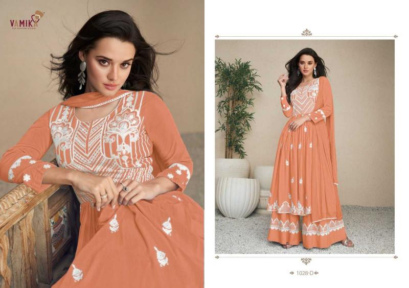 vamika lakhnavi vol 5 light color series 1028 heavy rayon readymade suit 