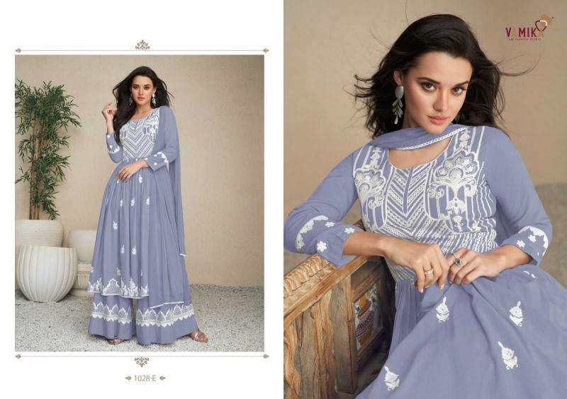 vamika lakhnavi vol 5 light color series 1028 heavy rayon readymade suit 