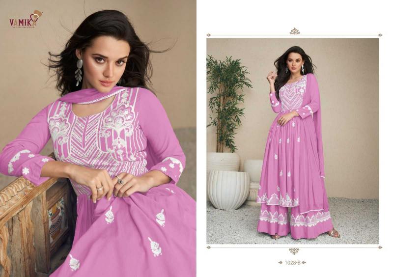 vamika lakhnavi vol 5 light color series 1028 heavy rayon readymade suit 