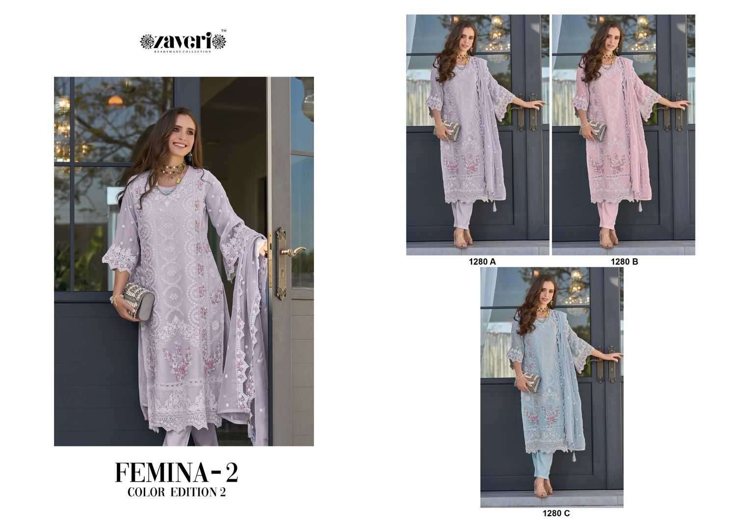 zaveri femina vol 2 color edition 2 series 1280  Soft organza readymade suit 