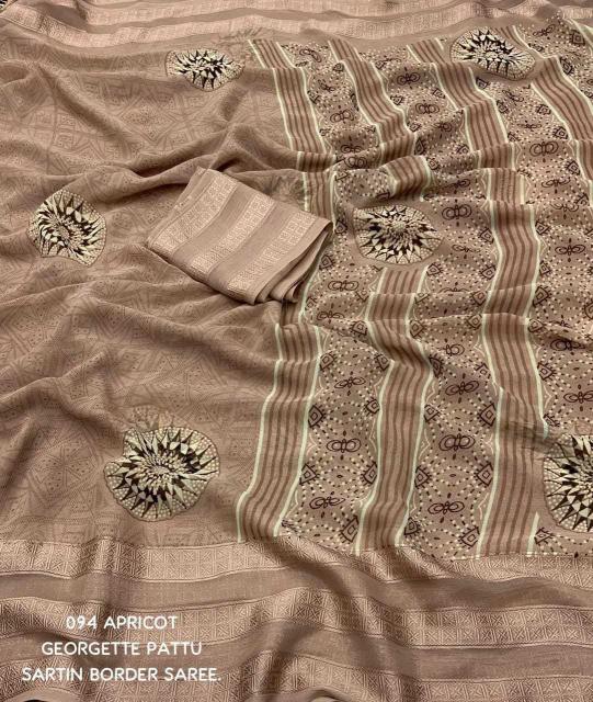 pr kc 4006 pretty look georgette light dusty color printed saree 