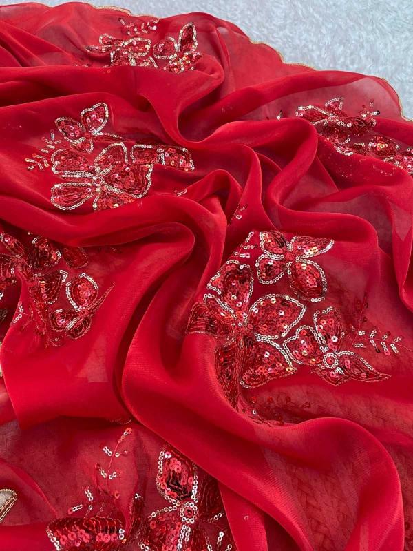 pr zimi chu sequence work arco border fashionable wholesale saree in surat 
