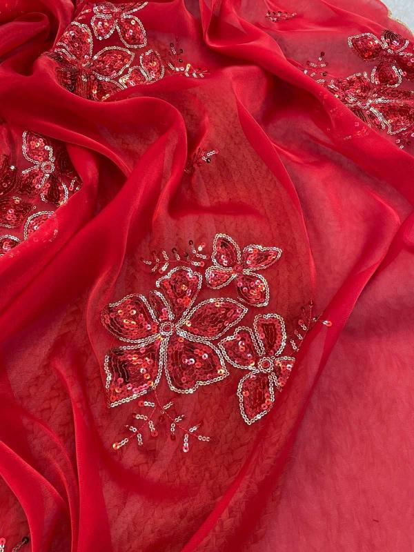 pr zimi chu sequence work arco border fashionable wholesale saree in surat 