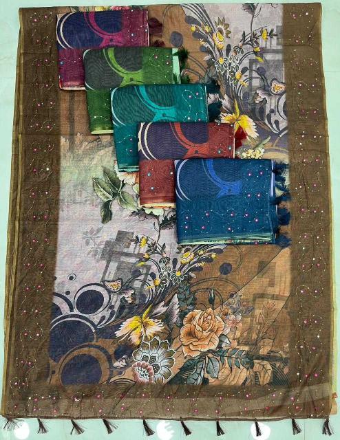 shreshtha calista Weightless Thread work saree