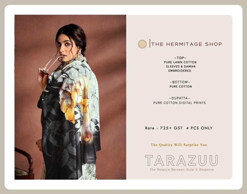 the hermitage tarazuu series 1001-1004 Pure Lawn Cotton suit