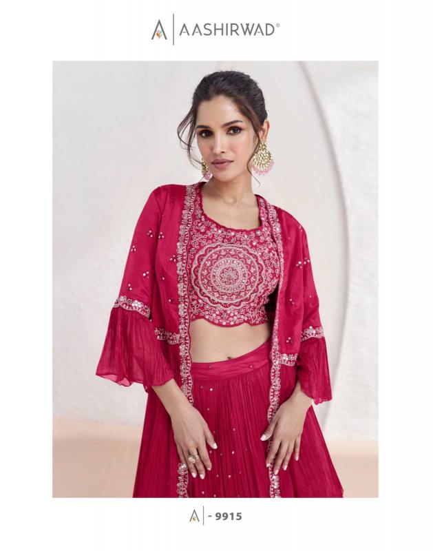 Aashirwad Creation Aarzoo Series 9912-9915 Wedding Wear Free Size Readymade Salwar Suit for Wholesale 