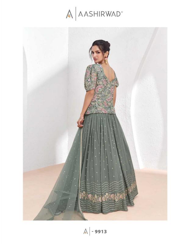 Aashirwad Creation Aarzoo Series 9912-9915 Wedding Wear Free Size Readymade Salwar Suit for Wholesale 