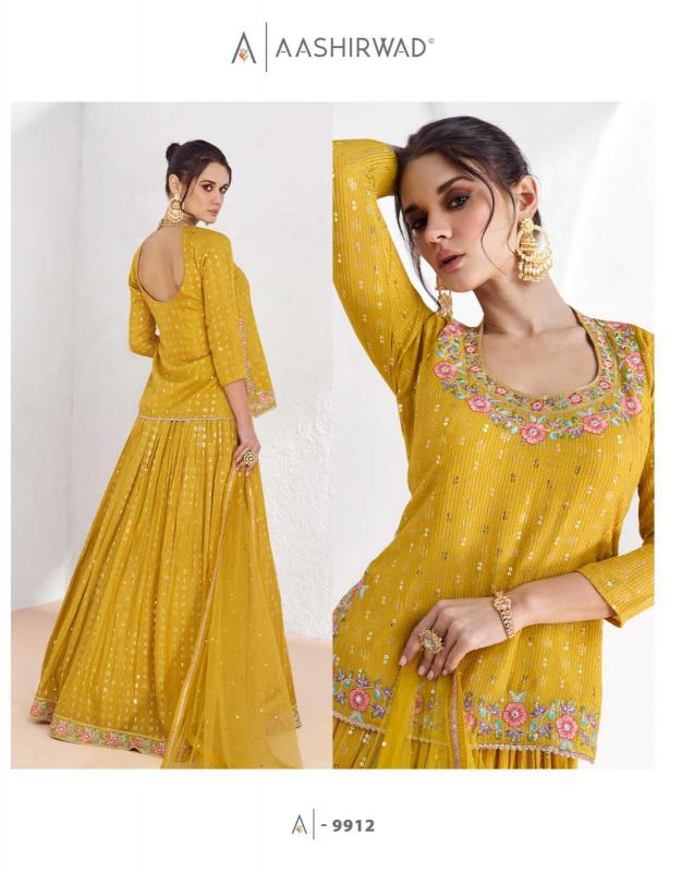 Aashirwad Creation Aarzoo Series 9912-9915 Wedding Wear Free Size Readymade Salwar Suit for Wholesale 
