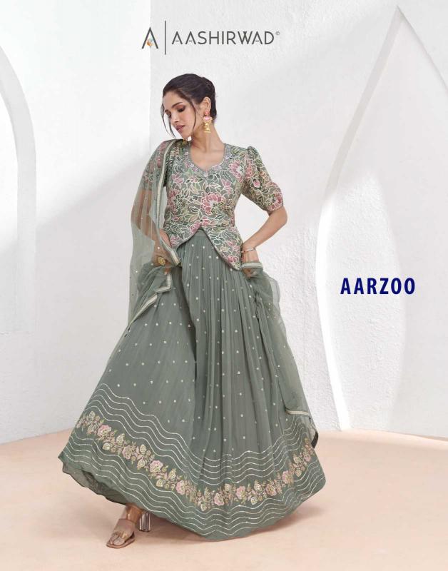 Aashirwad Creation Aarzoo Series 9912-9915 Wedding Wear Free Size Readymade Salwar Suit for Wholesale 