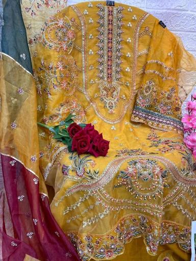 Hoortex OR 8 Yellow Pakistani Salwar with Multicolor Dupatta Latest Ethnic Collection in wholesale