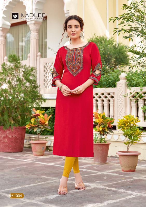 Kadlee Aaisha series 1001 to 1004 Rayon Kurti Wholesale Catalog | Trendy and Affordable Kurtis 