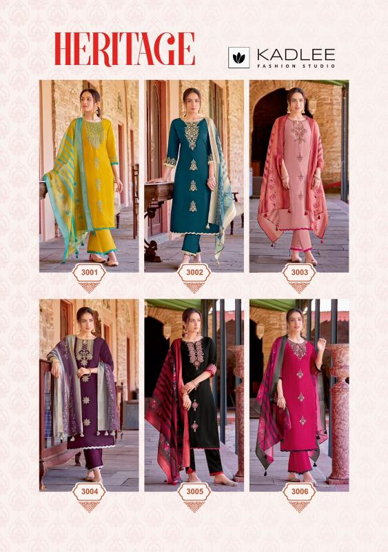 kadlee heritage series 3001-3006 Viscose Weaving wholesale readymade salwar kameez in surat