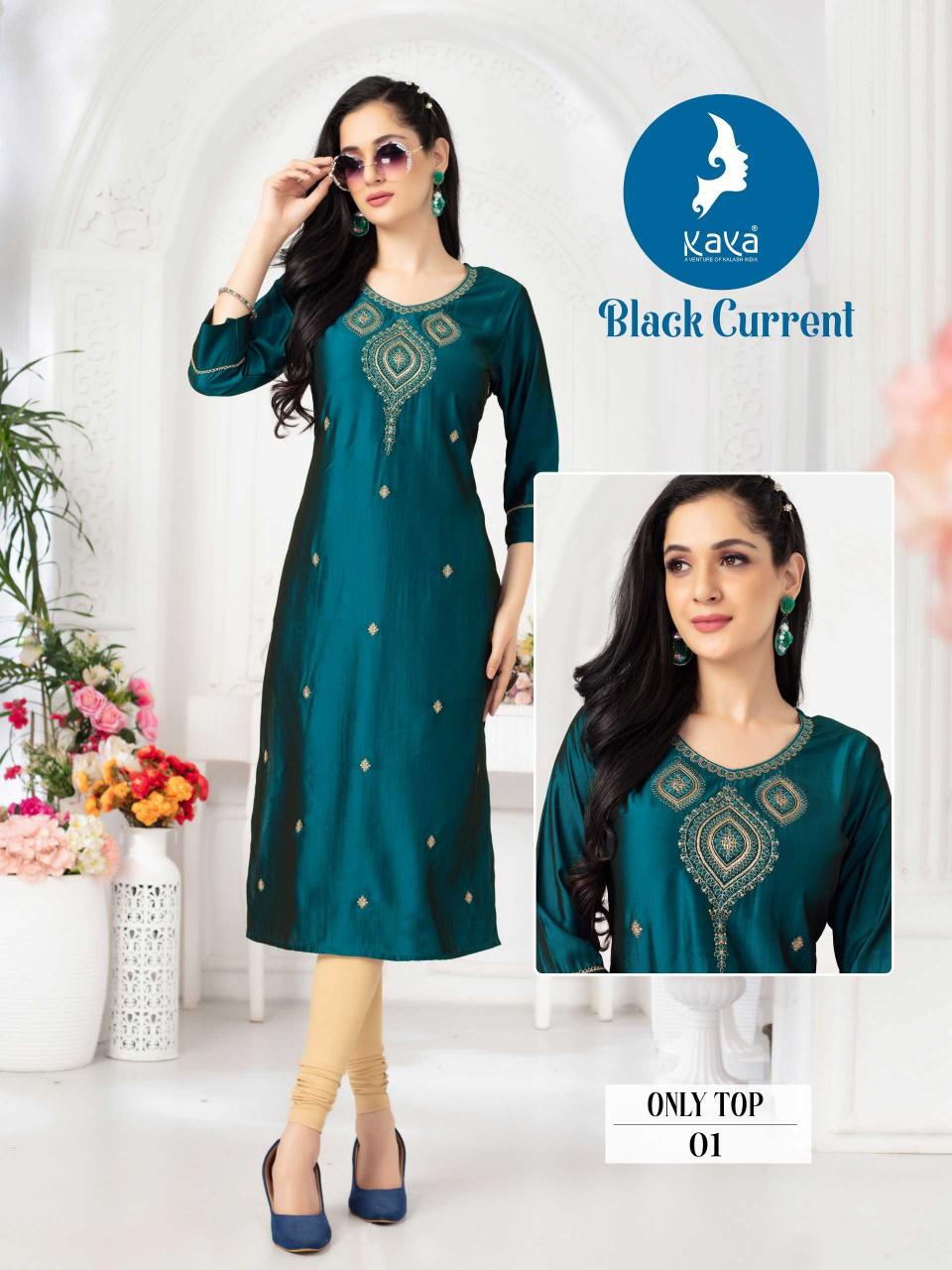 Kaya Black Current Series 01-08 Rangila Viscose Silk Plus Size Readymade Kurti for Wholesale 