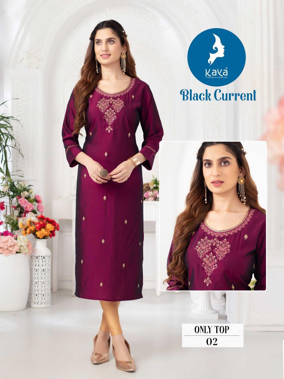Kaya Black Current Series 01-08 Rangila Viscose Silk Plus Size Readymade Kurti for Wholesale 