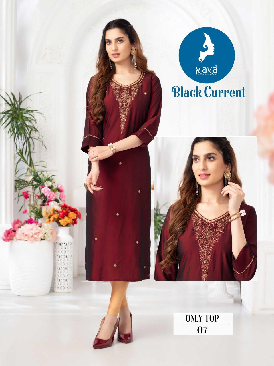 Kaya Black Current Series 01-08 Rangila Viscose Silk Plus Size Readymade Kurti for Wholesale 