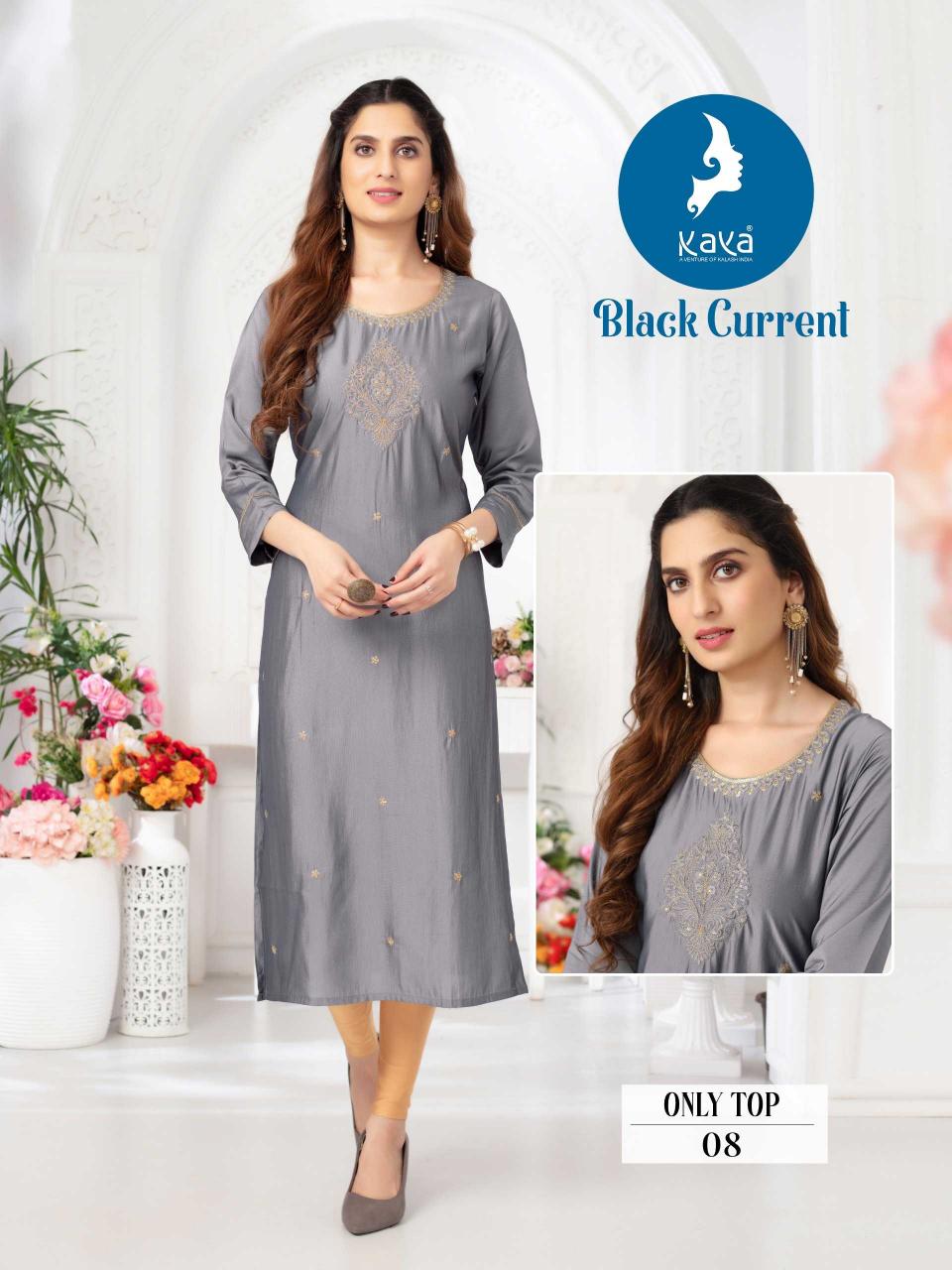 Kaya Black Current Series 01-08 Rangila Viscose Silk Plus Size Readymade Kurti for Wholesale 