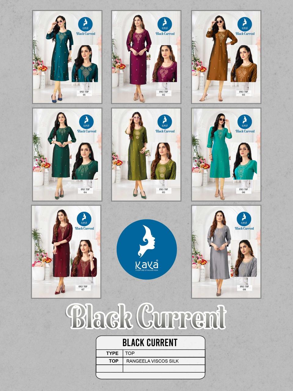 Kaya Black Current Series 01-08 Rangila Viscose Silk Plus Size Readymade Kurti for Wholesale 