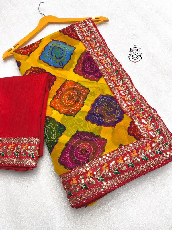 MS BRAND 0424 soft Georgette bandej wholesale saree in surat 