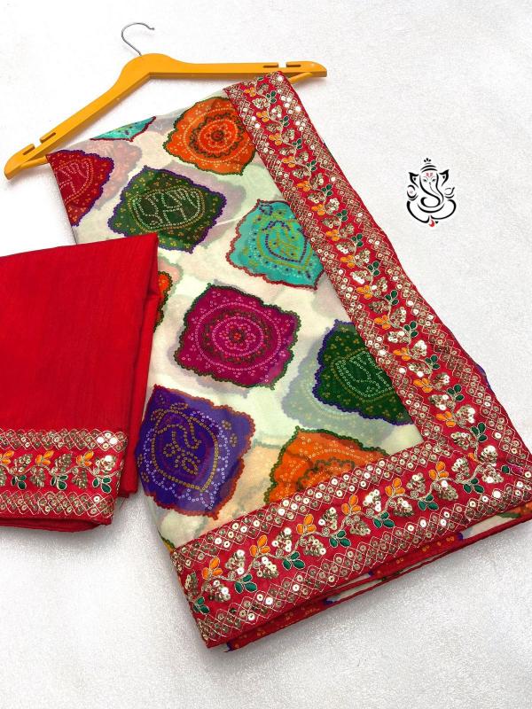 MS BRAND 0424 soft Georgette bandej wholesale saree in surat 