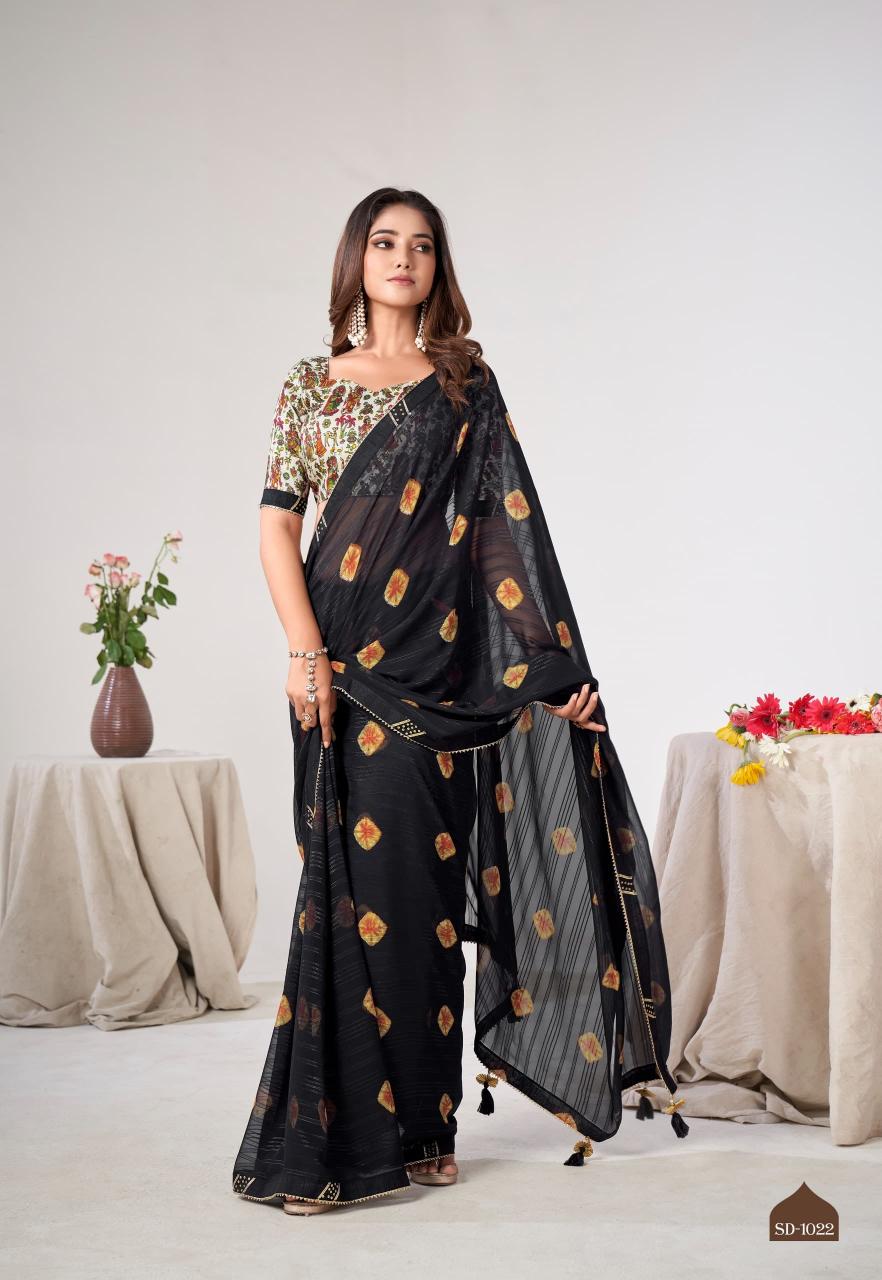 SR Saadi Vol 3 series 1021 to 1030 Georgette Sarees Wholesale Catalog