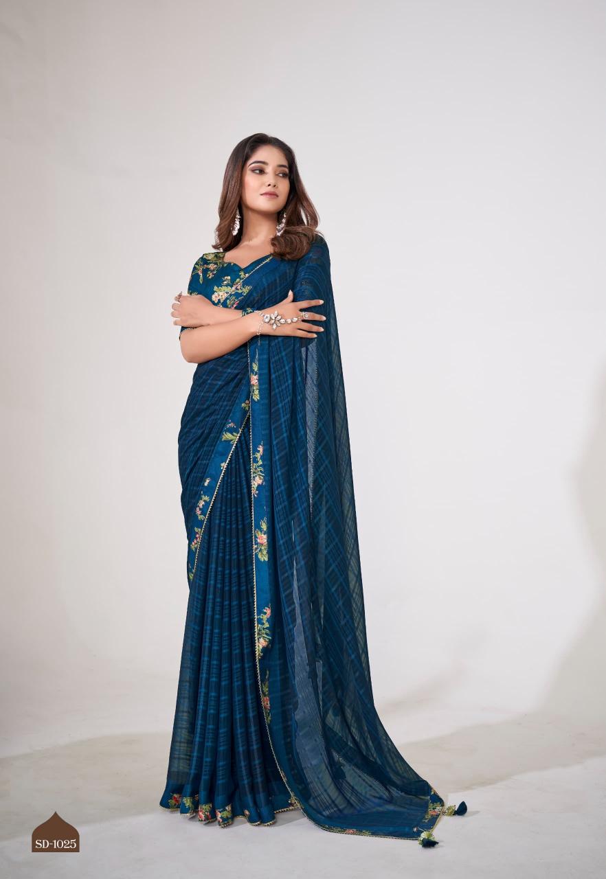SR Saadi Vol 3 series 1021 to 1030 Georgette Sarees Wholesale Catalog