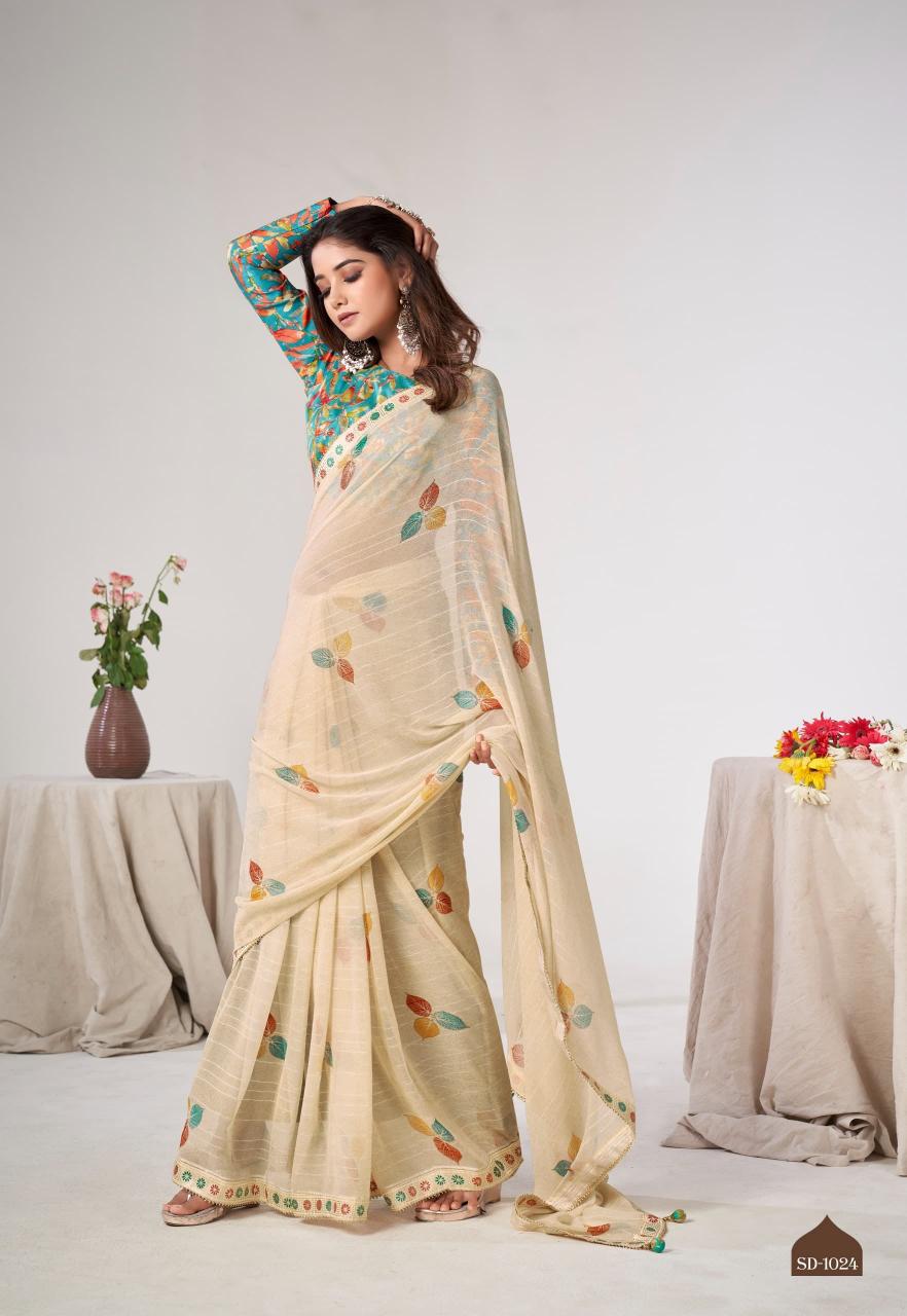 SR Saadi Vol 3 series 1021 to 1030 Georgette Sarees Wholesale Catalog