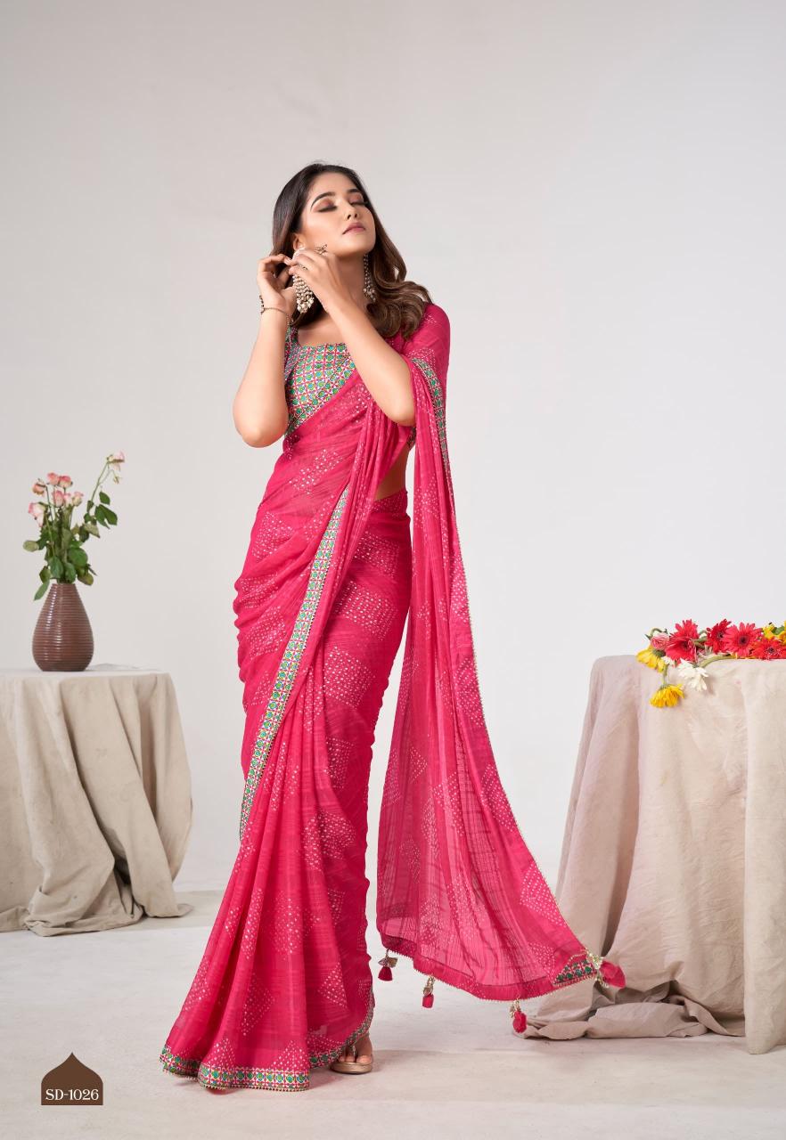 SR Saadi Vol 3 series 1021 to 1030 Georgette Sarees Wholesale Catalog