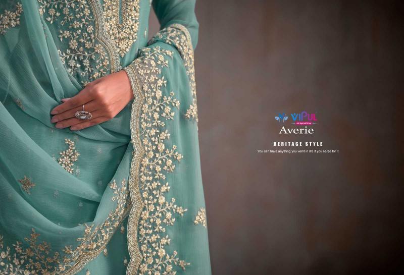VIPUL AVERIE Organza Chiffon Readymade Dresses Series 5781-5786 Elegant Big Size 3-Piece Collection