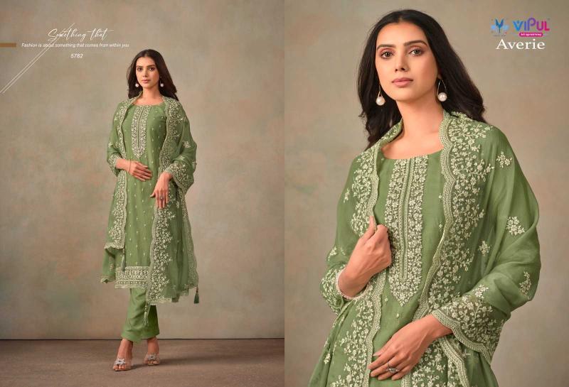 VIPUL AVERIE Organza Chiffon Readymade Dresses Series 5781-5786 Elegant Big Size 3-Piece Collection