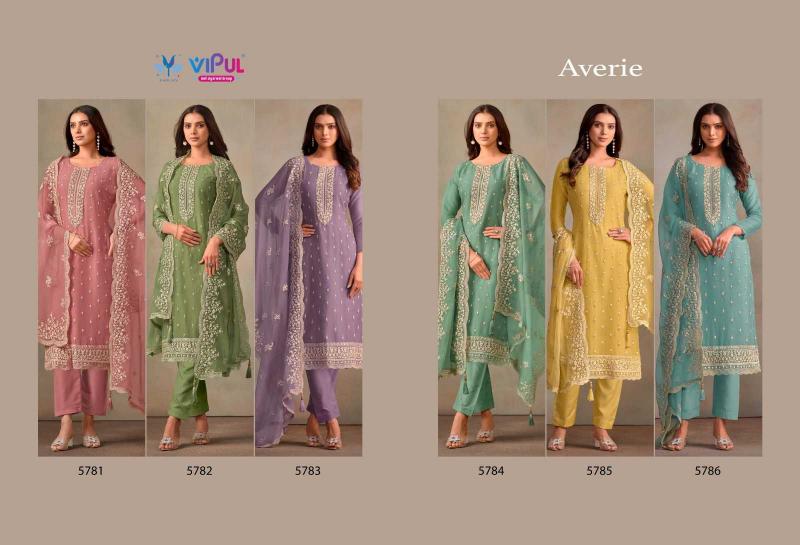 VIPUL AVERIE Organza Chiffon Readymade Dresses Series 5781-5786 Elegant Big Size 3-Piece Collection