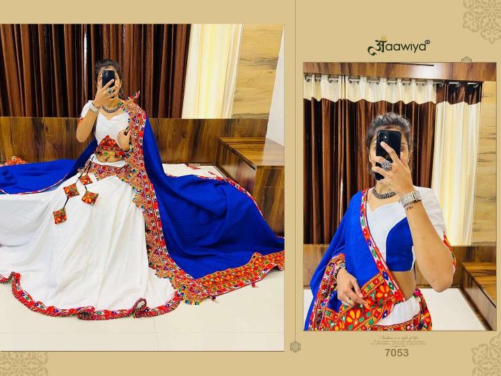 WONDERFUL WHITE-BLACK COLOR READYMADE SINGLE NAVRATRI CHANIYA CHOLI 7050 RAJWADI VOL 8 BY AAWIYA