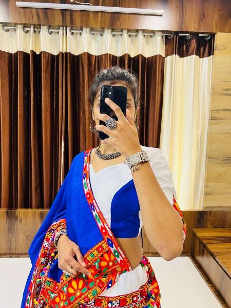 WONDERFUL WHITE-BLACK COLOR READYMADE SINGLE NAVRATRI CHANIYA CHOLI 7050 RAJWADI VOL 8 BY AAWIYA
