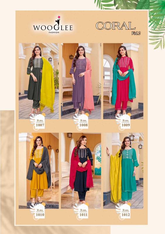 wooglee coral vol 2 series 1007-1012 Rayon wholesale readymade salwar kameez in surat