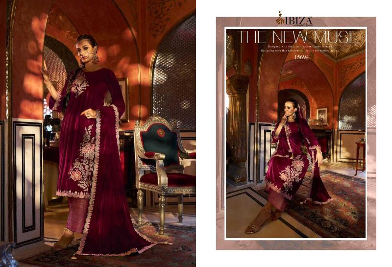 Ibiza Suits Spring Glory Series 15694 to 15699 Corduroy Velvet Winter Special , Wholesale Salwaar Kameez in Surat