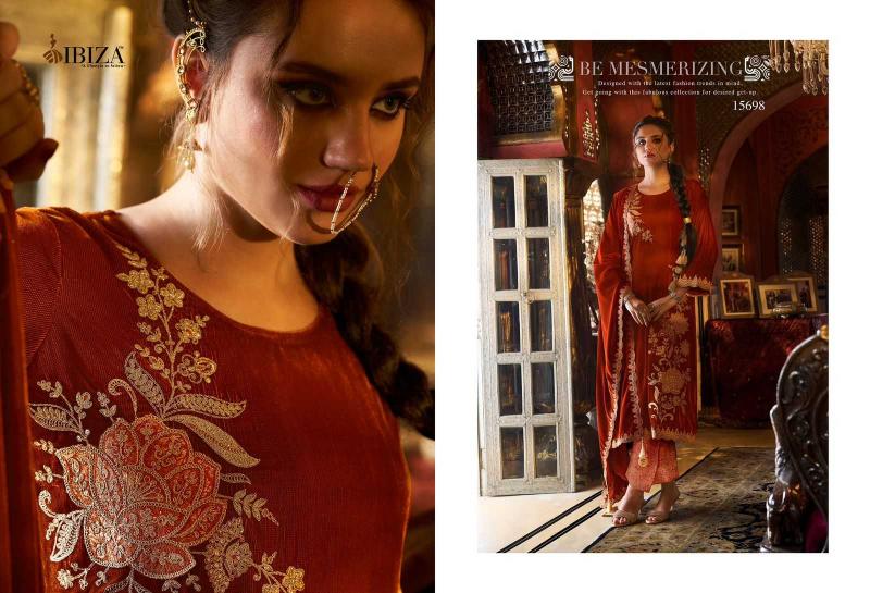 Ibiza Suits Spring Glory Series 15694 to 15699 Corduroy Velvet Winter Special , Wholesale Salwaar Kameez in Surat