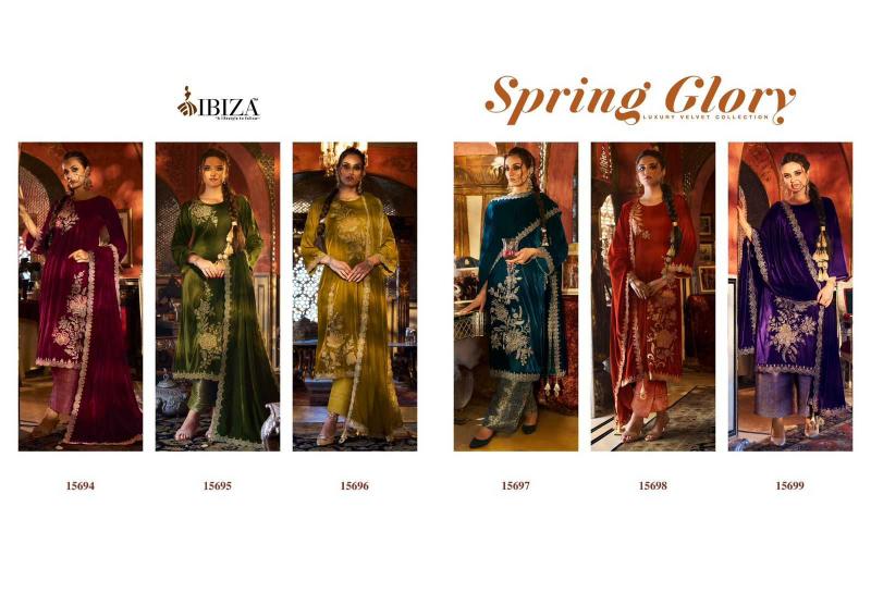 Ibiza Suits Spring Glory Series 15694 to 15699 Corduroy Velvet Winter Special , Wholesale Salwaar Kameez in Surat
