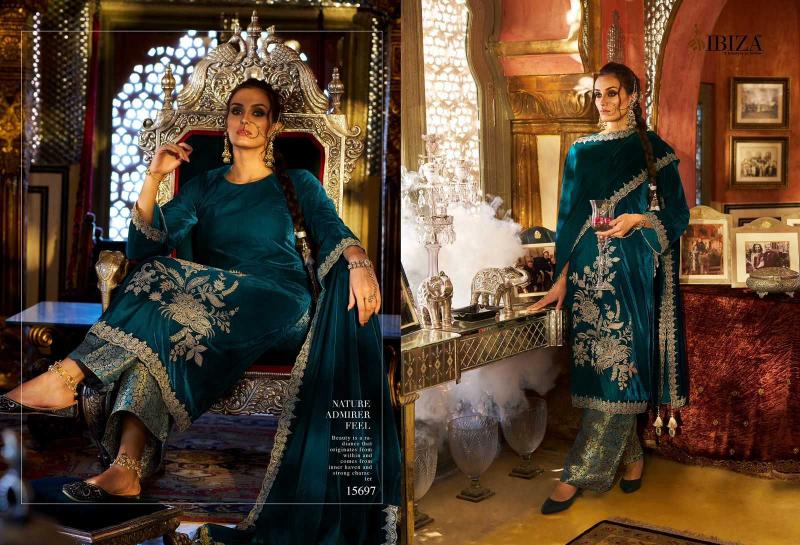 Ibiza Suits Spring Glory Series 15694 to 15699 Corduroy Velvet Winter Special , Wholesale Salwaar Kameez in Surat