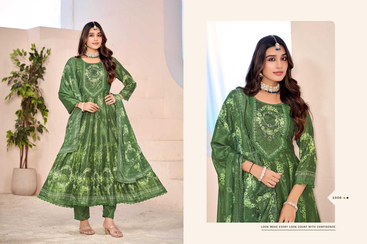 Isavasyam Corporation Antra Series 1001 to 1006 Anarkali Digital Prin Wholesale Ready-made Salwar Kameez in Surat