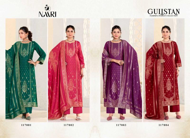 Naari Gulistan Series 117001-117004 Viscose Pashmina Jacquard Winter Wholesale Salwar Kameez in Surat