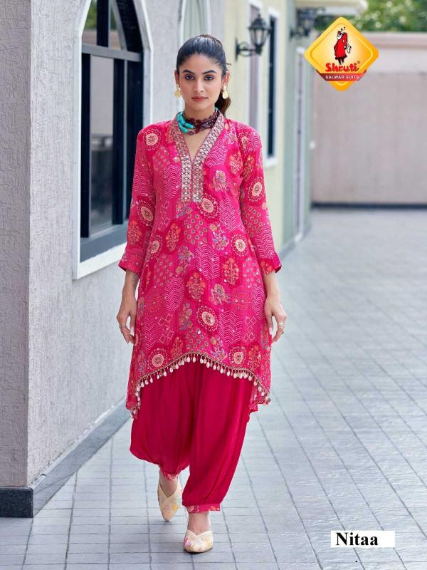 Shruti Suits Utsav Viscose Georgette Mirror Work Wholesale Readymade Indo Western Kurti with Pant in Surat