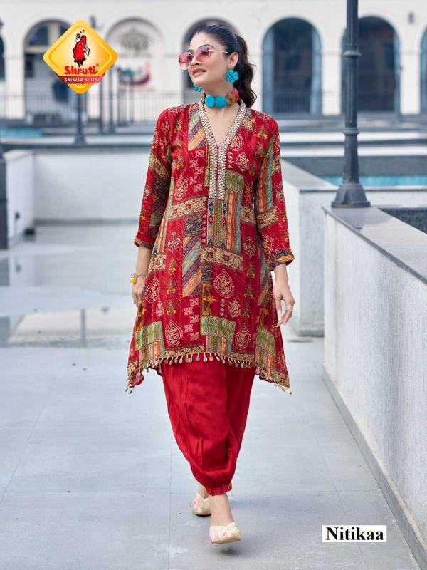 Shruti Suits Utsav Viscose Georgette Mirror Work Wholesale Readymade Indo Western Kurti with Pant in Surat