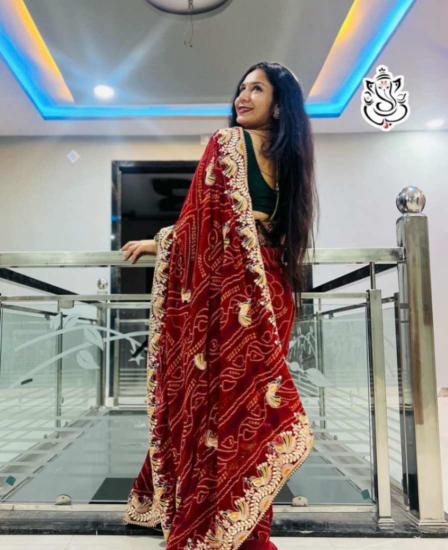 Wholesale Heavy Georgette Bandhej Sarees by MS Brand | Surat Collection