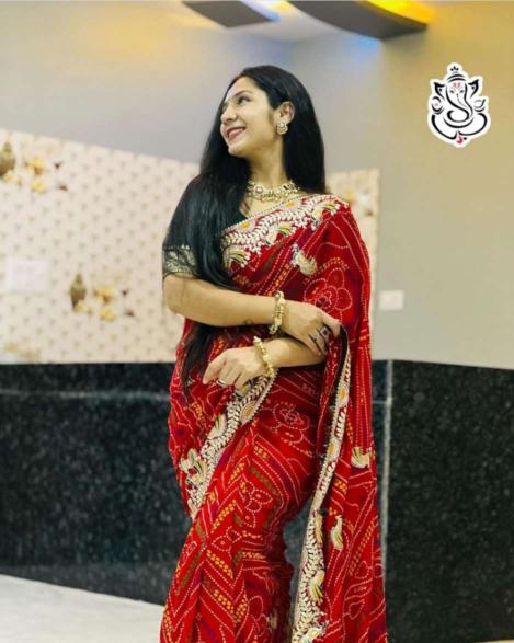 Wholesale Heavy Georgette Bandhej Sarees by MS Brand | Surat Collection