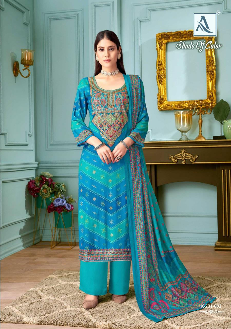 alok shade of color series 231001-231004 Pure Viscose Pashmina Wholesale Salwar Kameez in Surat