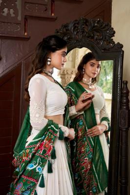 pr varnika lnb1500 Georgette Lucknowi Paper Mirror work  Wholesale lehenga in Surat