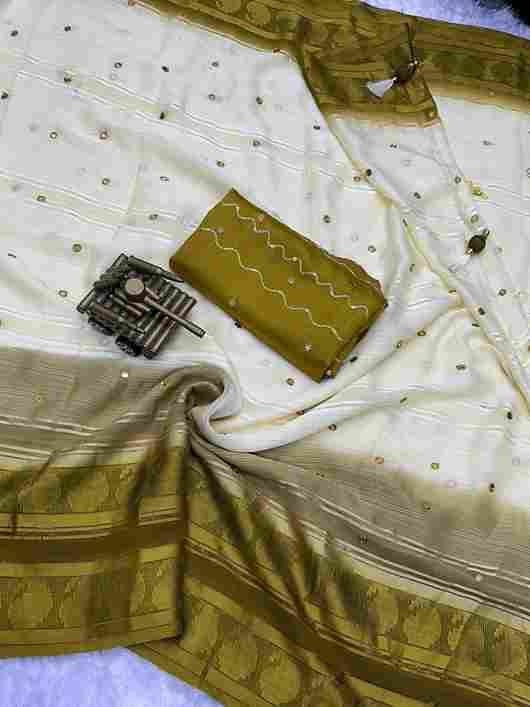 BT-56 Hanaya Georgette Fancy Saree with Gottapati Mirror Work Wholesale Sarees in Surat