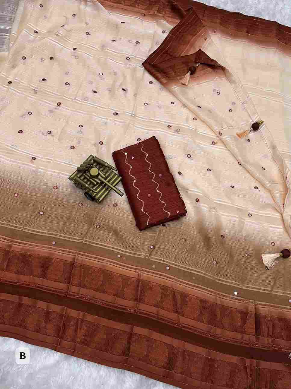 BT-56 Hanaya Georgette Fancy Saree with Gottapati Mirror Work Wholesale Sarees in Surat