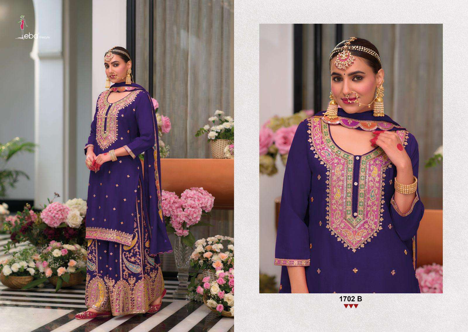 Eba Safroon Vol-3 Color Edi Gold Series 1702 Heavy Chinon Wholesale Readymade Suits in Surat
